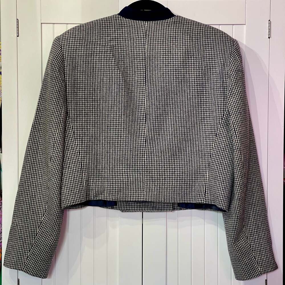Pendleton Collection VTG Black & White Houndstooth Virgin Wool Cropped Blazer - Picture 2 of 7